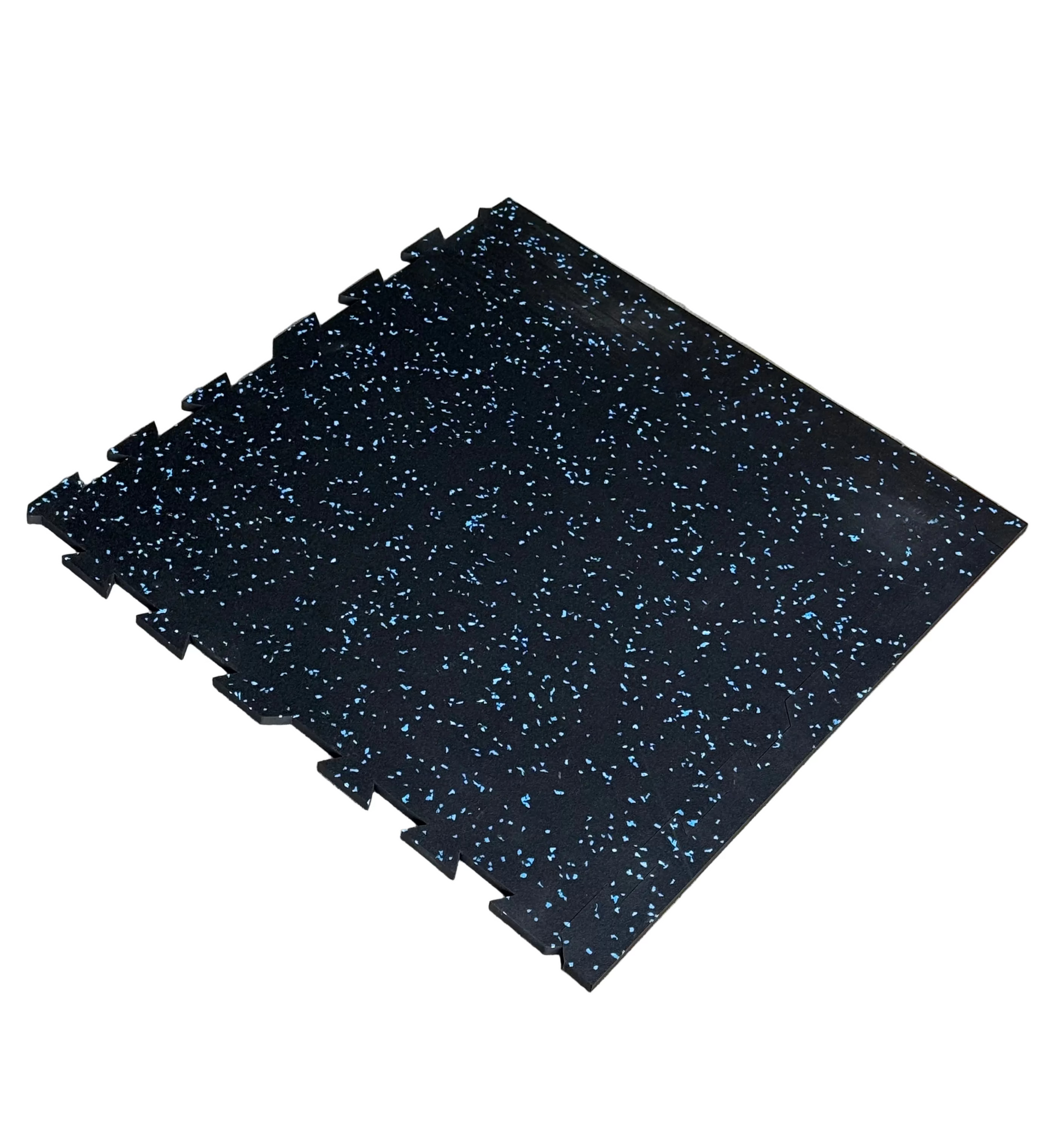 NWR Stamina Interlocking Gym Tile with Edges- 2' x 2' x 10mm - Blue Fleck - SummitRubber