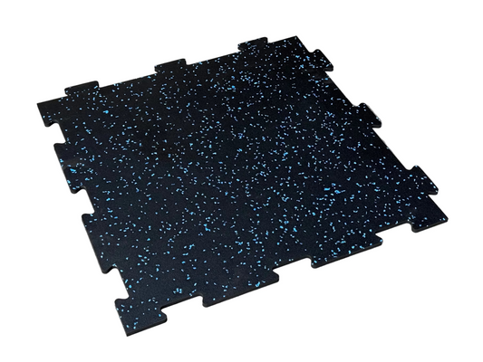 NWR Titan Interlocking Gym Tile - 2' x 2' x 8mm - Blue Fleck - SummitRubber
