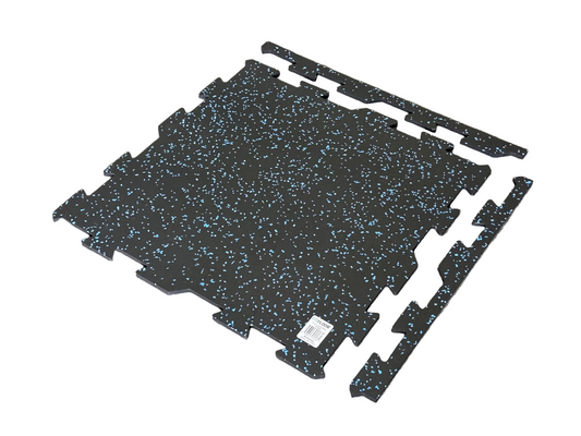 NWR Titan Interlocking Gym Tile with Edges - 2' x 2' x 8mm - Blue Fleck - SummitRubber