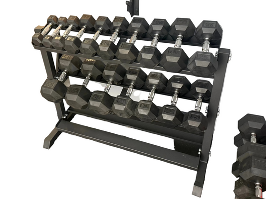 5 - 45 lb Dumbbell Set + 48" Rack Package - SummitRubber