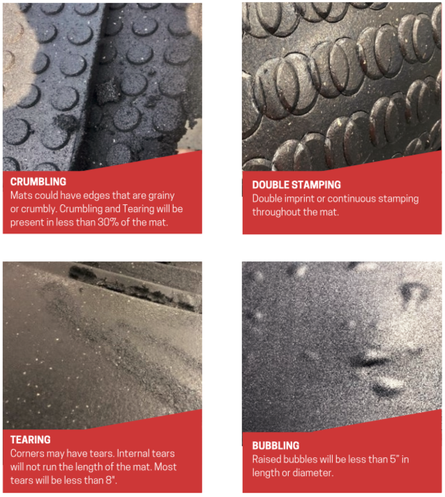 second grade rubber stall mat guide with information showing imperfections for the discount rubber mats